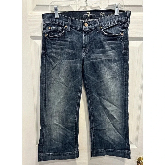 7 For All Mankind Crop Dojo Jeans Womens Sz 30 (32x21) Low Rise Bootcut USA Made - Picture 1 of 9
